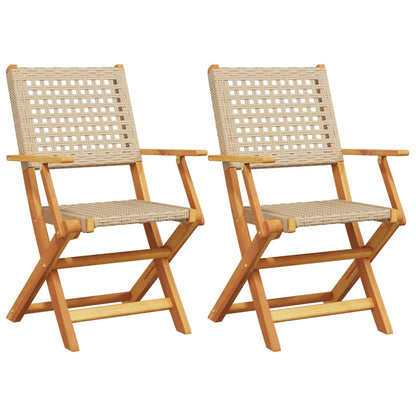 Garden Chairs 2 pcs Beige Solid Acacia Wood and Polyrattan