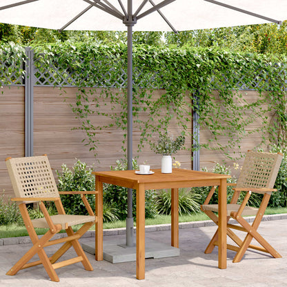 Sedie da Giardino 2 pz Beige Legno Massello Acacia e Polyrattan - homemem39