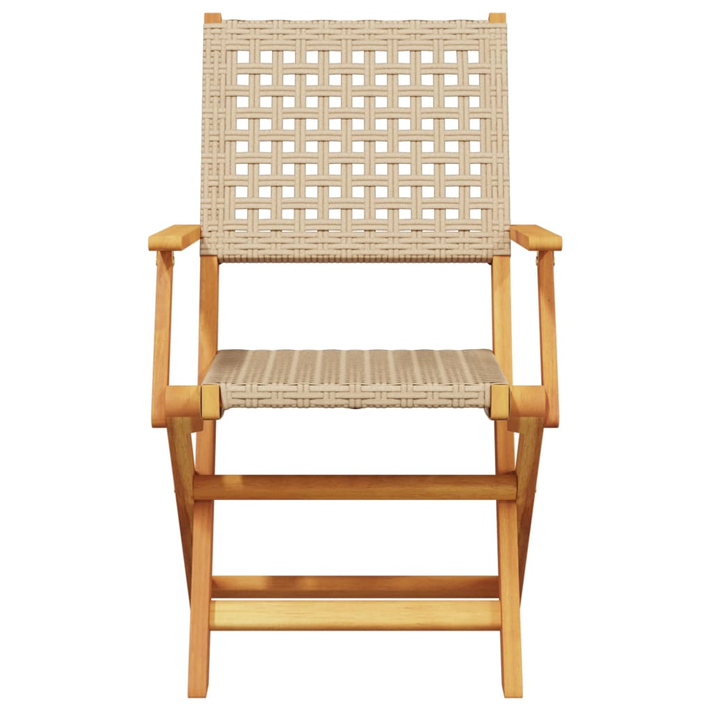 Garden Chairs 2 pcs Beige Solid Acacia Wood and Polyrattan