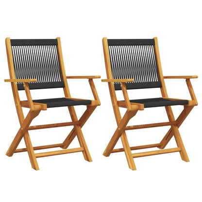 Garden Chairs 2 pcs Black Solid Acacia Wood and Polypropylene