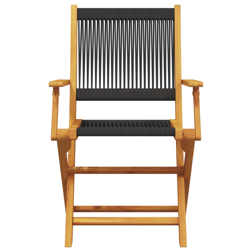 Garden Chairs 2 pcs Black Solid Acacia Wood and Polypropylene