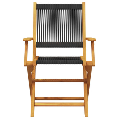 Garden Chairs 2 pcs Black Solid Acacia Wood and Polypropylene