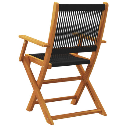 Garden Chairs 2 pcs Black Solid Acacia Wood and Polypropylene