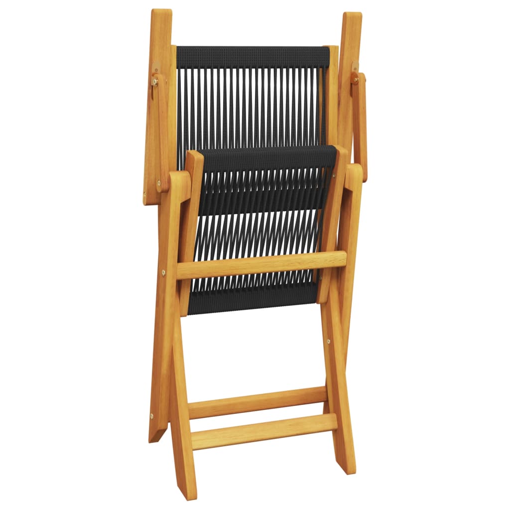 Garden Chairs 2 pcs Black Solid Acacia Wood and Polypropylene