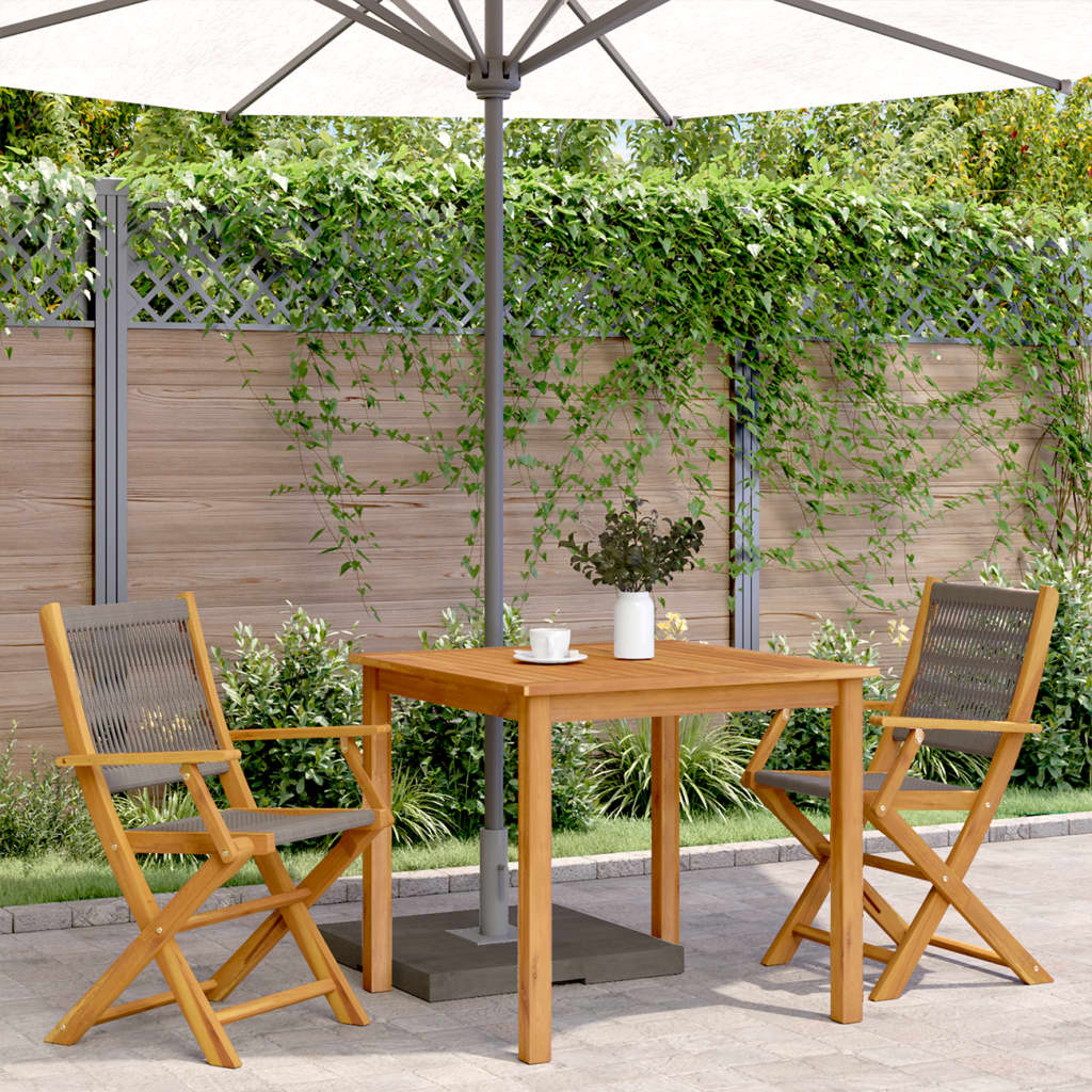 Garden Chairs 2pcs Gray Solid Acacia Wood and Polypropylene