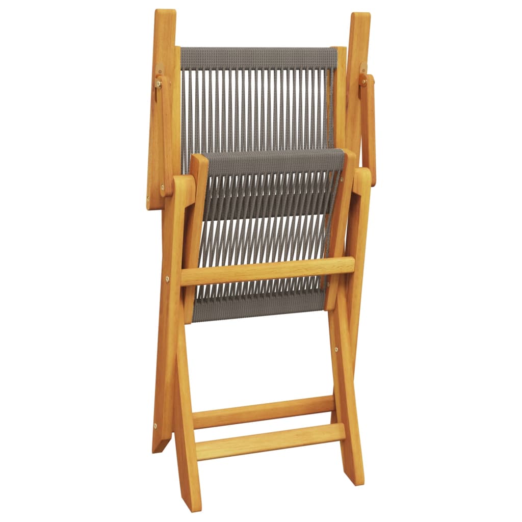 Garden Chairs 2pcs Gray Solid Acacia Wood and Polypropylene