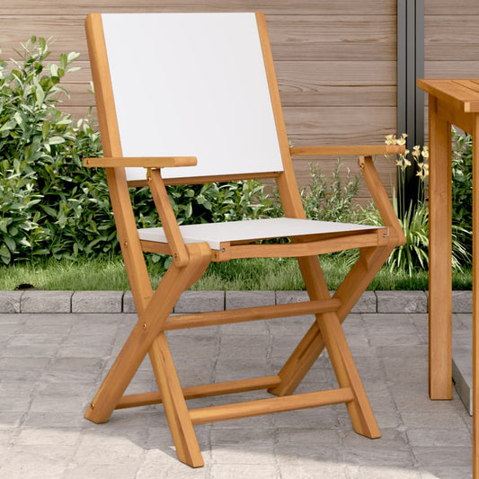 Garden Chairs 2pcs Cream White Solid Acacia Wood and Fabric