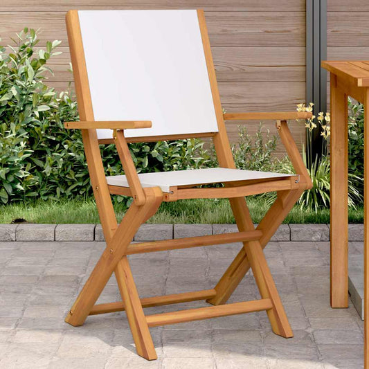 Sedie Giardino 2pz Bianco Crema Legno Massello Acacia e Tessuto - homemem39