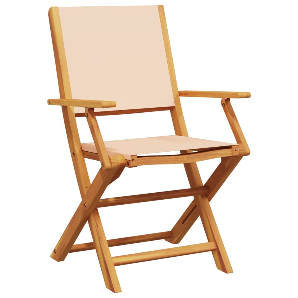 Garden Chairs 2pcs Beige Solid Acacia Wood and Fabric