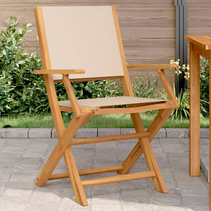 Garden Chairs 2pcs Beige Solid Acacia Wood and Fabric