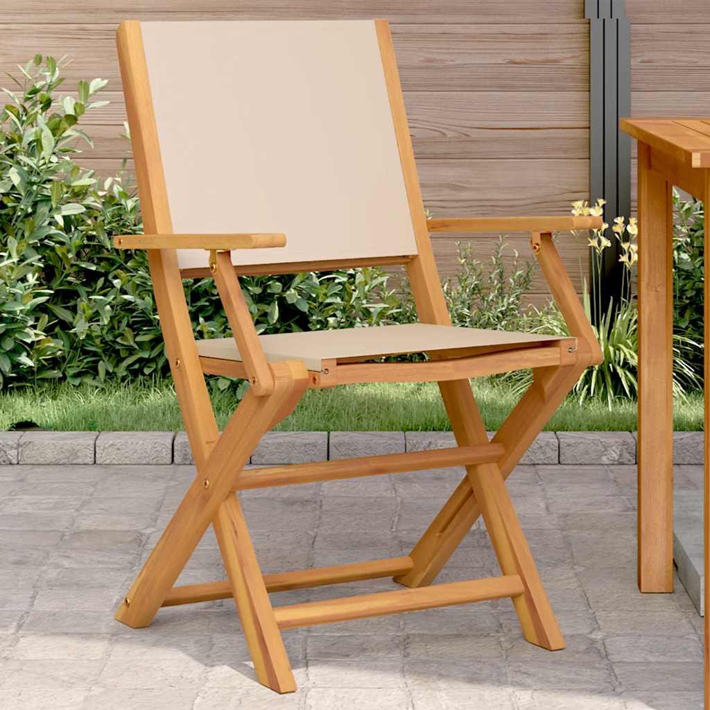 Sedie da Giardino 2pz Beige Legno Massello di Acacia e Tessuto - homemem39