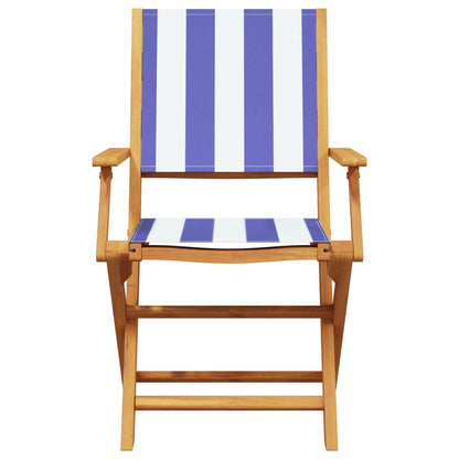 Garden Chairs 2pcs Blue and White Solid Acacia Wood and Fabric