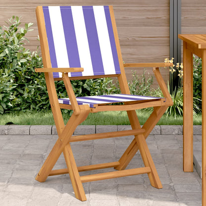 Garden Chairs 2pcs Blue and White Solid Acacia Wood and Fabric