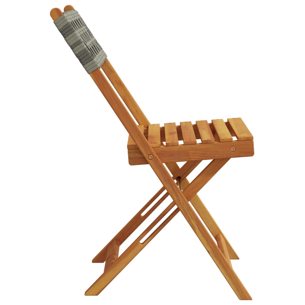 Sedie da Bistrò 2 pz Grigie Legno Massello Acacia e Polyrattan