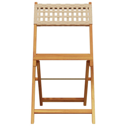 Sedie da Bistrò 2 pz Beige Legno Massello Acacia e Polyrattan - homemem39