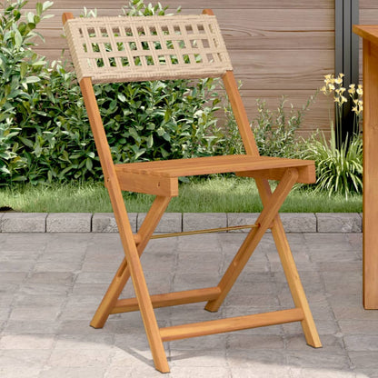 Sedie da Bistrò 2 pz Beige Legno Massello Acacia e Polyrattan - homemem39