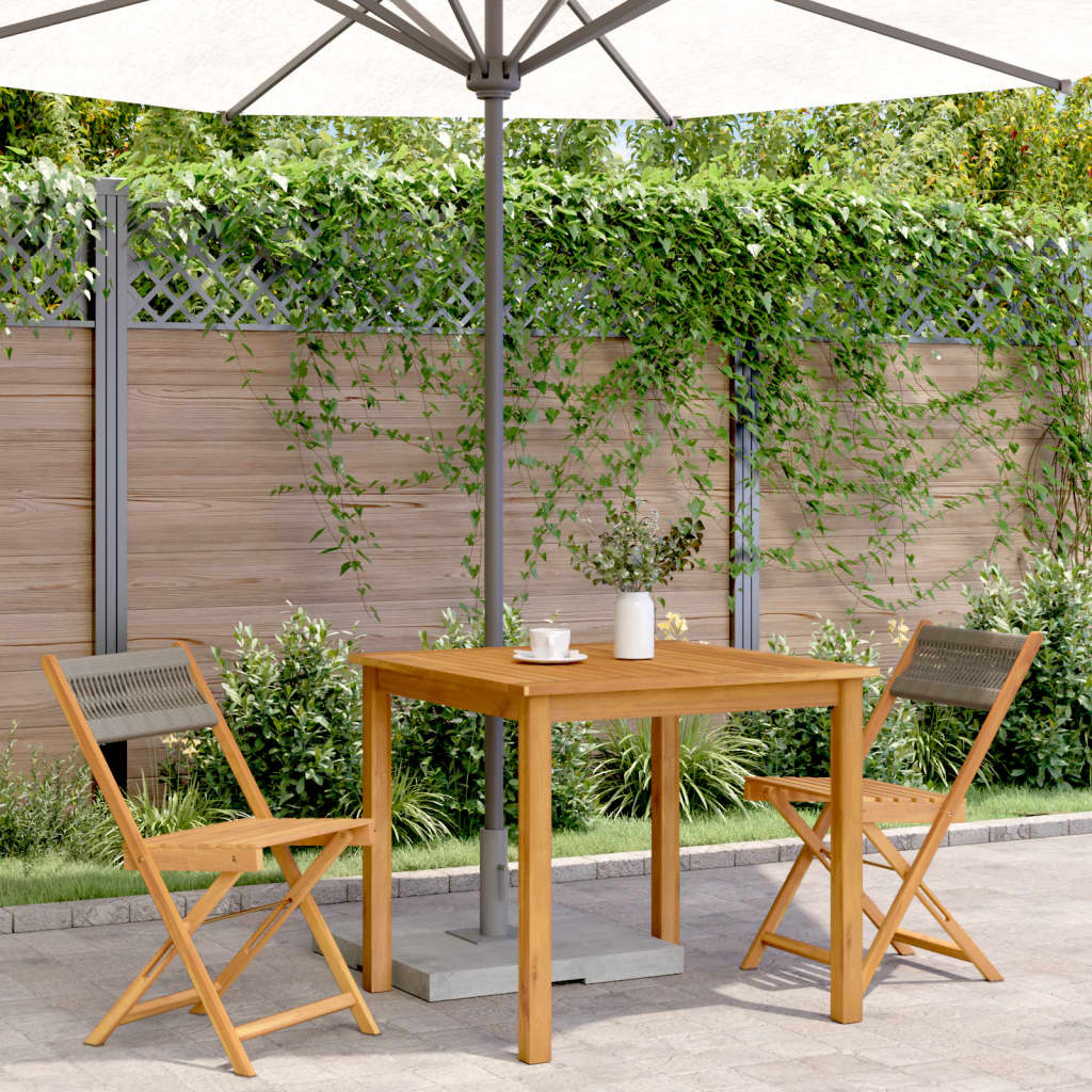 Sedie Bistrò 2pz Grigie in Legno Massello di Acacia e Corda - homemem39