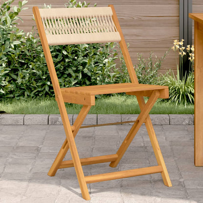 Sedie Bistrò 2pz Beige in Legno Massello di Acacia e Corda - homemem39