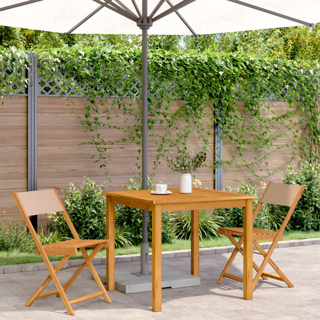 Sedie da Bistrò 2pz Tortora Legno Massello di Acacia e Tessuto - homemem39