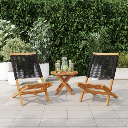 Garden Chairs 2 pcs Black Solid Acacia Wood and Polypropylene