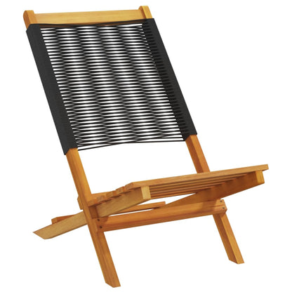 Garden Chairs 2 pcs Black Solid Acacia Wood and Polypropylene