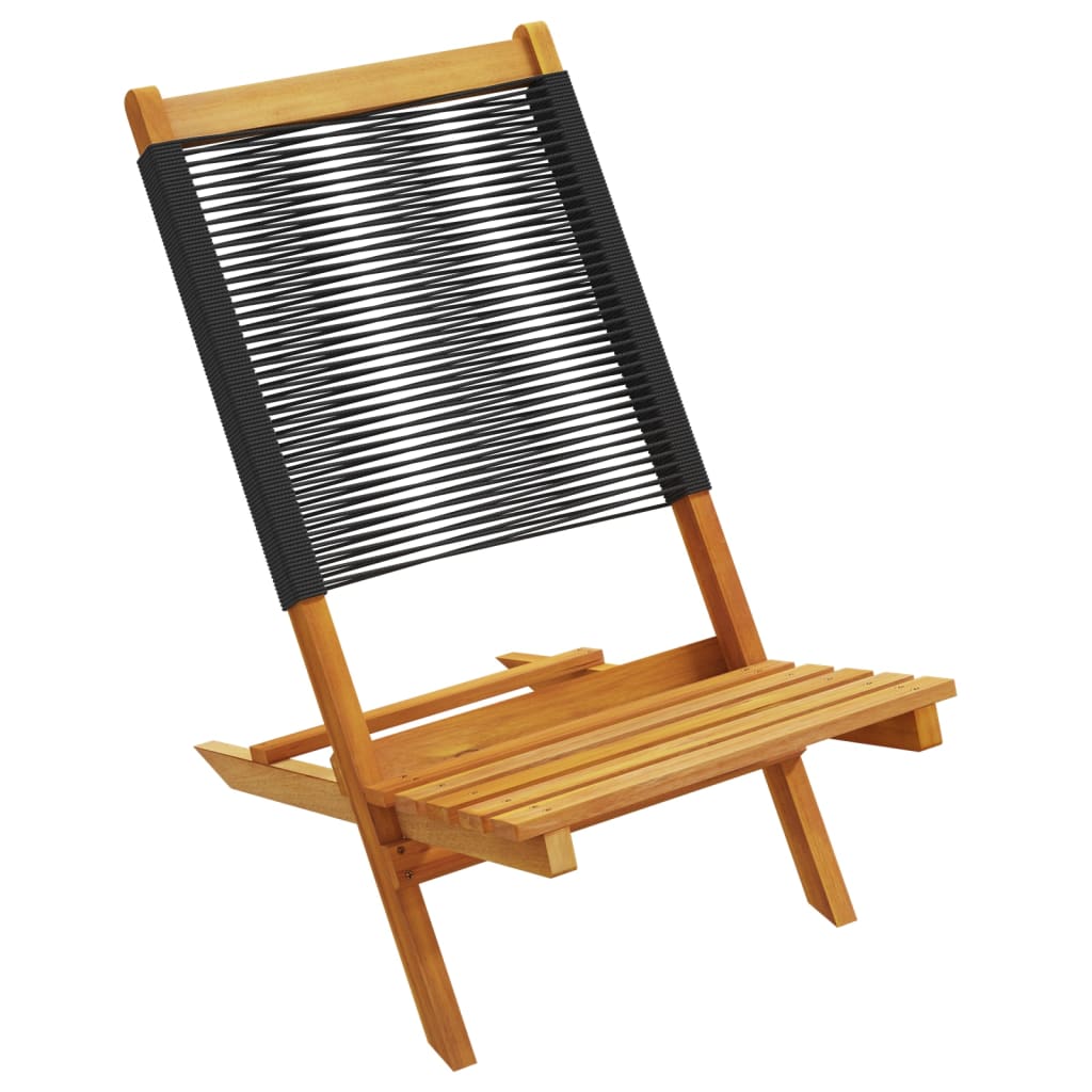 Garden Chairs 2 pcs Black Solid Acacia Wood and Polypropylene