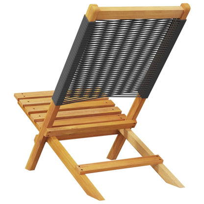 Garden Chairs 2 pcs Black Solid Acacia Wood and Polypropylene