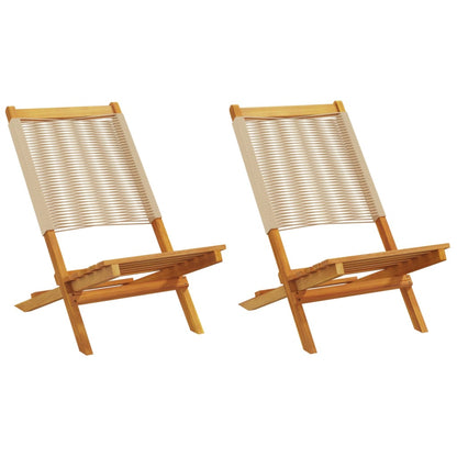 Garden Chairs 2 pcs Beige Solid Acacia Wood and Polypropylene