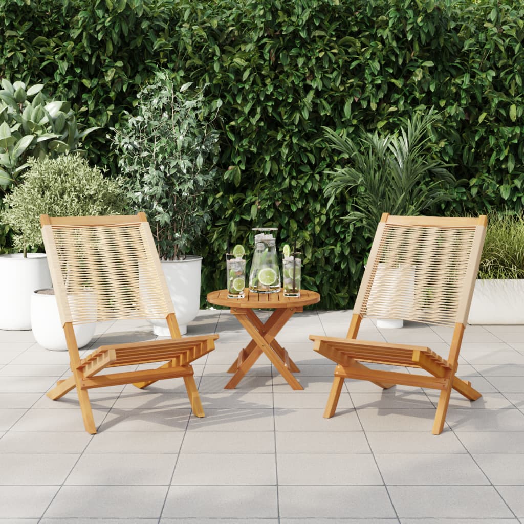 Garden Chairs 2 pcs Beige Solid Acacia Wood and Polypropylene