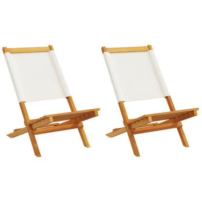 Garden Chairs 2pcs Cream White Solid Acacia Wood and Fabric