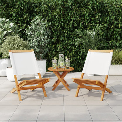 Garden Chairs 2pcs Cream White Solid Acacia Wood and Fabric