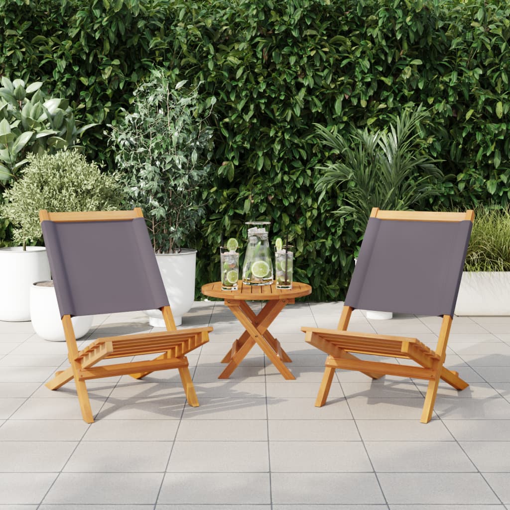 Garden Chairs 2pcs Anthracite Solid Acacia Wood and Fabric