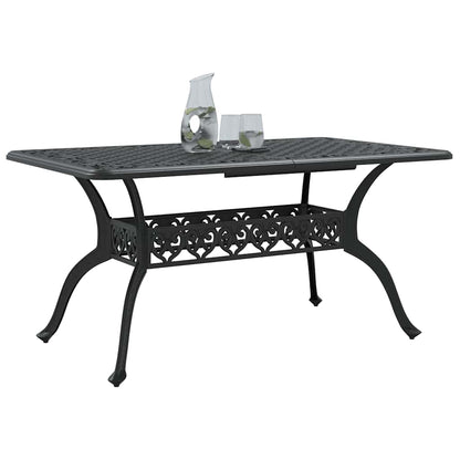 Tavolo da Giardino Nero 150x90x72 cm in Alluminio Pressofuso