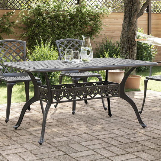 Tavolo da Giardino Nero 150x90x72 cm in Alluminio Pressofuso