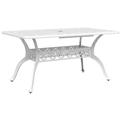 Tavolo da Giardino Bianco 150x90x72 cm in Alluminio Pressofuso