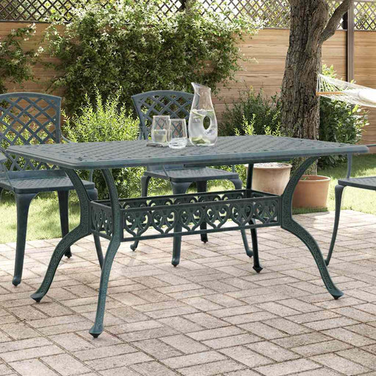 Tavolo da Giardino Verde 150x90x72 cm in Alluminio Pressofuso | homemem39