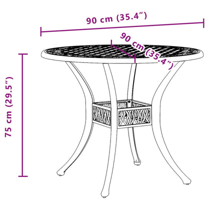 Tavolo da Giardino Bronzo Ø90x75 cm in Alluminio Pressofuso