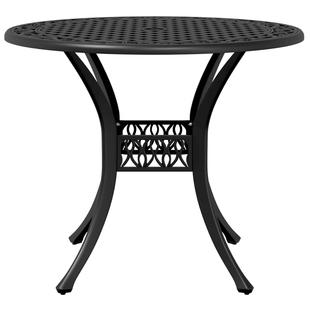 Tavolo da Giardino Nero Ø90x75 cm in Alluminio Pressofuso