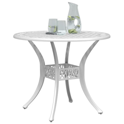 Tavolo da Giardino Bianco Ø90x75 cm in Alluminio Pressofuso