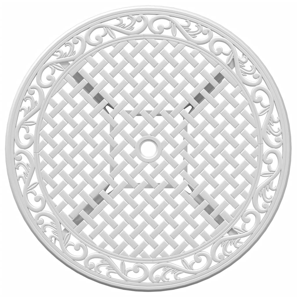 Tavolo da Giardino Bianco Ø90x75 cm in Alluminio Pressofuso