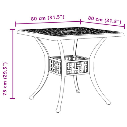 Tavolo da Giardino Bronzo 80x80x75 cm in Alluminio Pressofuso