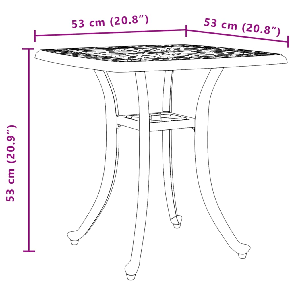 Tavolo da Giardino Bronzo 53x53x53 cm in Alluminio Pressofuso