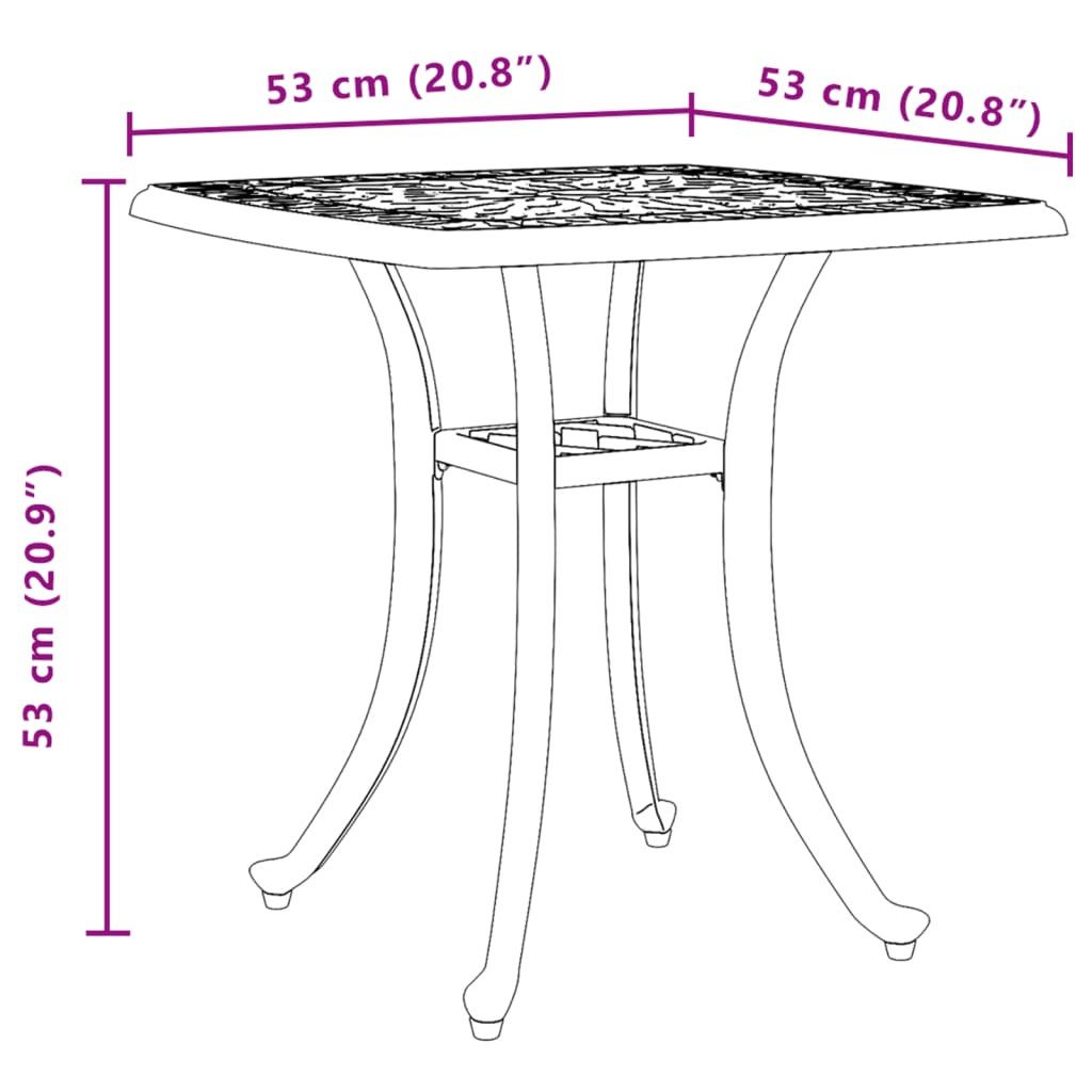 Tavolo da Giardino Verde 53x53x53 cm in Alluminio Pressofuso