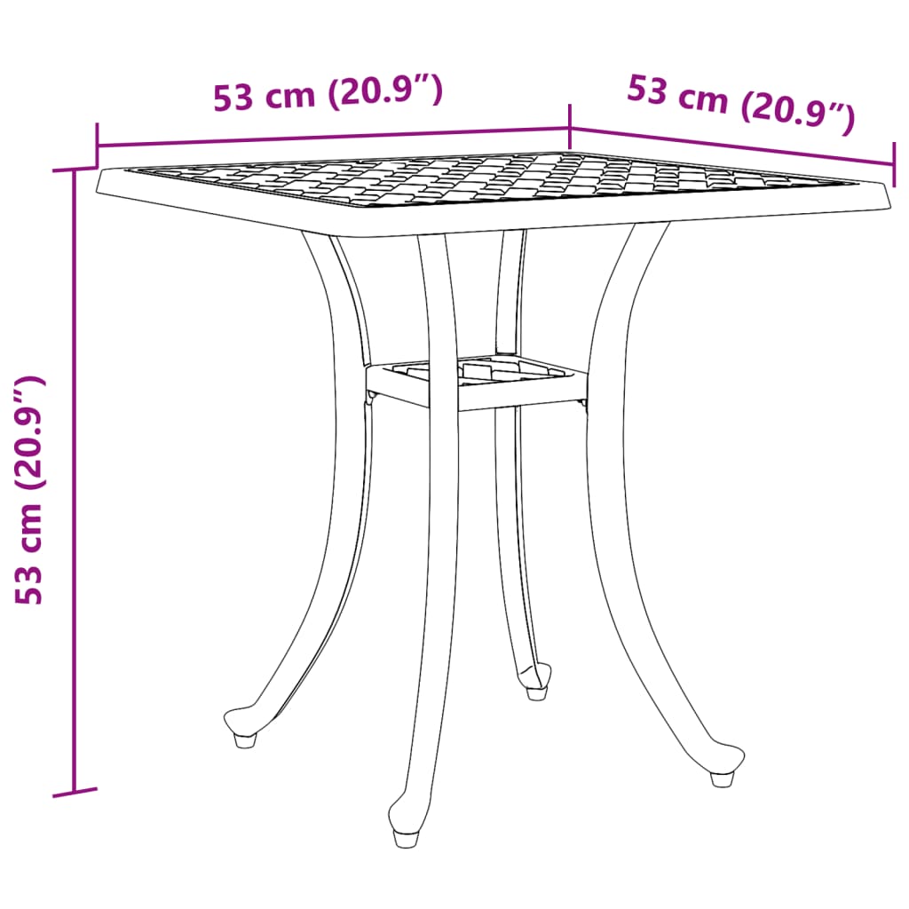 Tavolo da Giardino Nero 53x53x53 cm in Alluminio Pressofuso