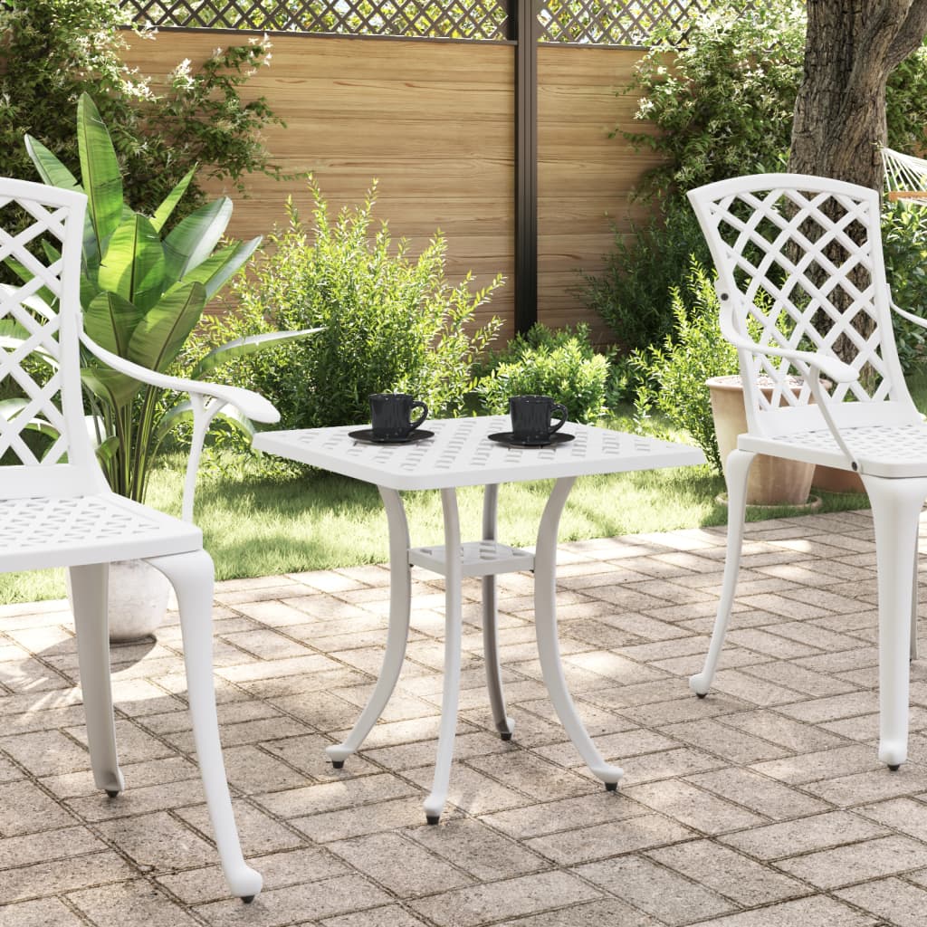 Tavolo da Giardino Bianco 53x53x53 cm in Alluminio Pressofuso