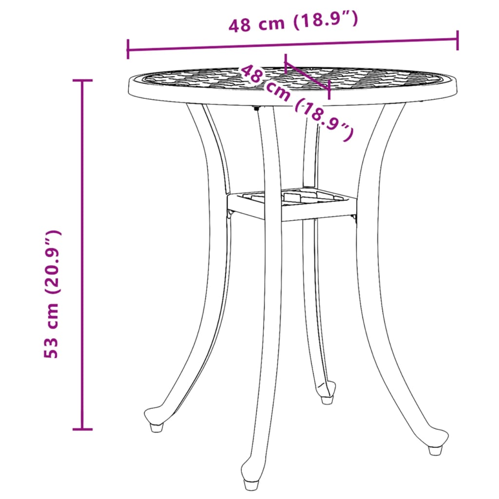 Tavolo da Giardino Bianco Ø48x53 cm in Alluminio Pressofuso