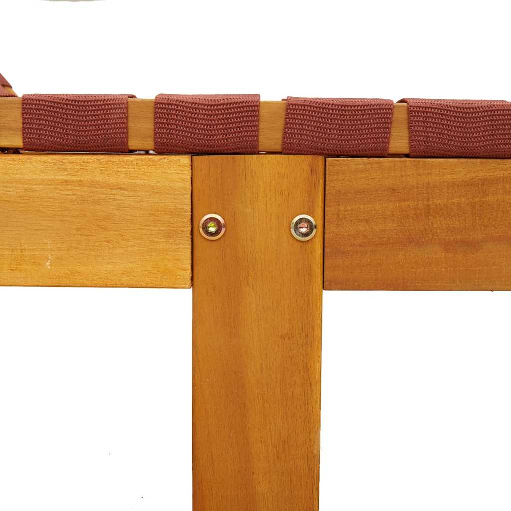 Lettino Prendisole Rosso in Legno Massello di Acacia e Tessuto - homemem39