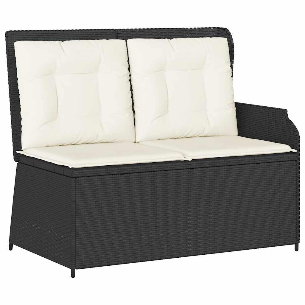 Panca Reclinabile da Giardino con Cuscini Nera in Polyrattan | homemem39