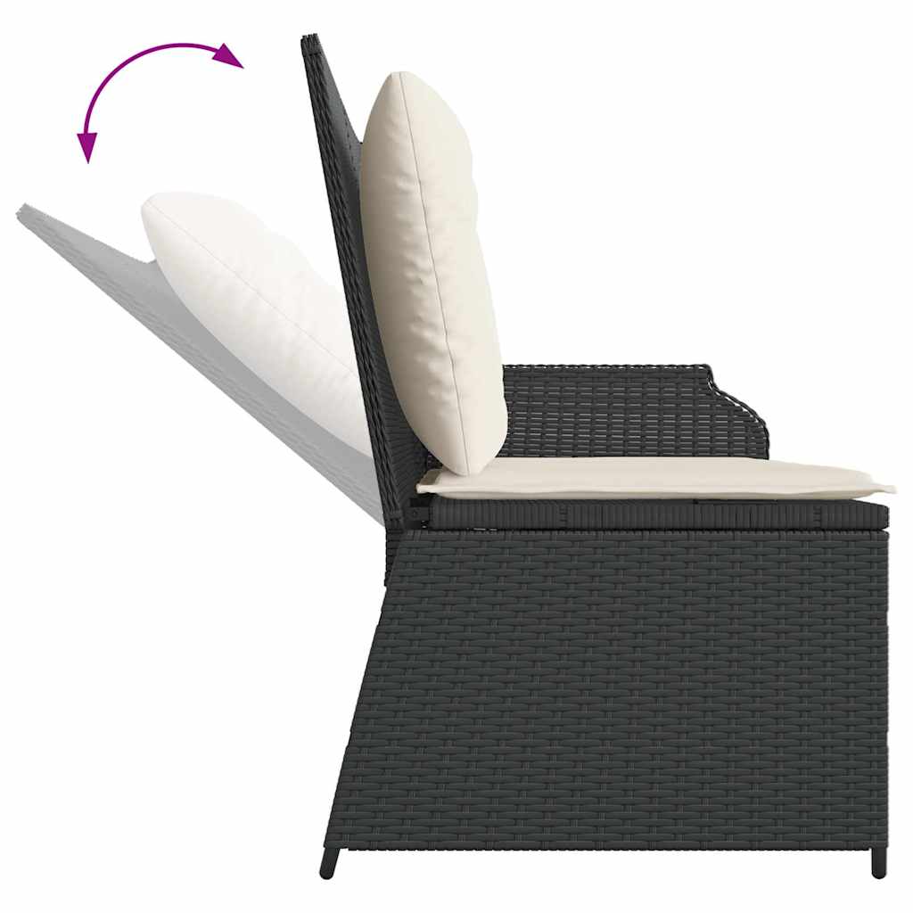 Panca Reclinabile da Giardino con Cuscini Nera in Polyrattan | homemem39