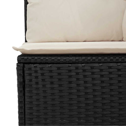 Panca Reclinabile da Giardino con Cuscini Nera in Polyrattan | homemem39